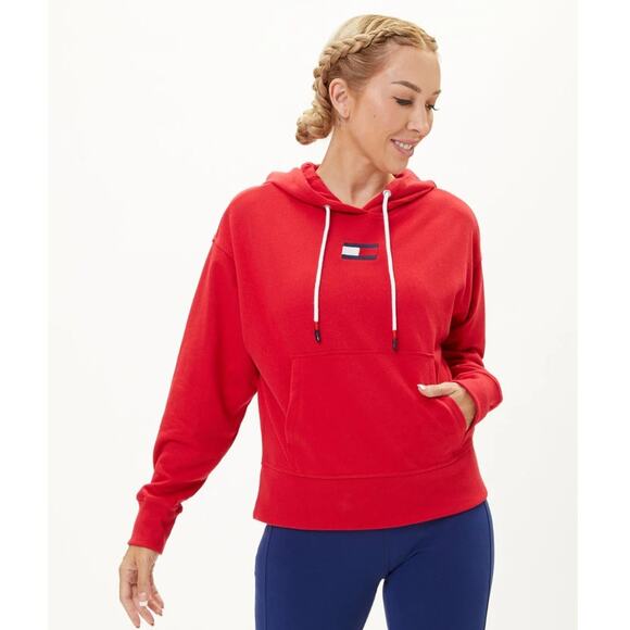 TOMMY HILFIGER SPORT Women's Logo Hoodie XL Red Sweatshirt Pullover NWT - Picture 1 of 12